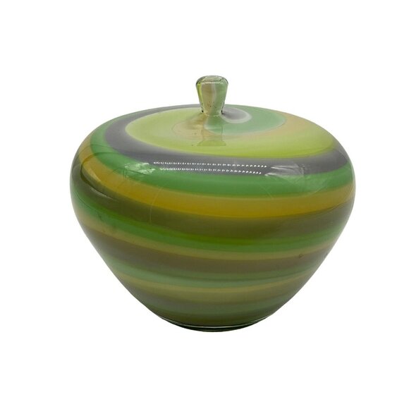 Art Glass Apple Figurine Vintage 1960's Made in Japan Green,Yellow,Orange Swirl - Picture 1 of 16